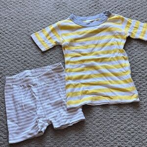 Hanna Andersson Yellow & White Striped Short Sleeve Pajama Set